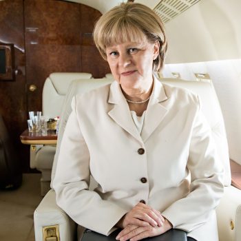 Ullman, seen here as Angela Merkel, says she‚Äôll never stop doing impressions. ‚ÄúI'll just, you know, impersonate everyone around me then in the nursing ho